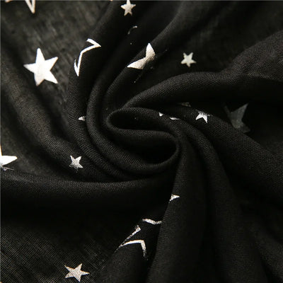 Fashion Iron Silver Star Tassel Viscose Shawl Scarf Women