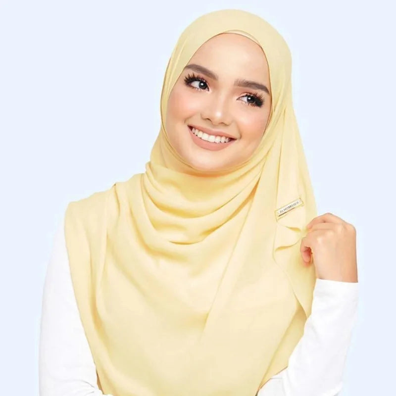 Ramadan Muslim Chiffon Hijabs For Woman Plain Color Headscarf Long Shawl Scarf