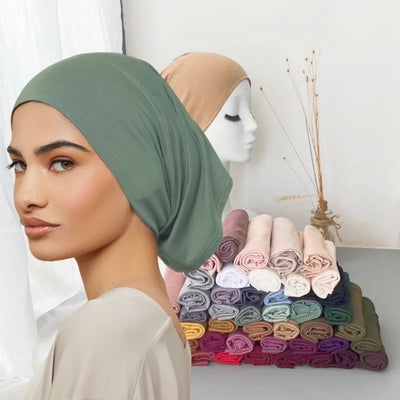 56 colors Fashion Women Inner Hijab Tube Muslim Cap Bonnet