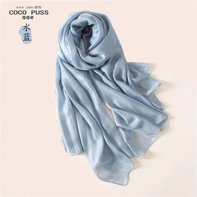 Luxury Brand Women Fashion Scarf Plain Solid Silk Linen Shawls