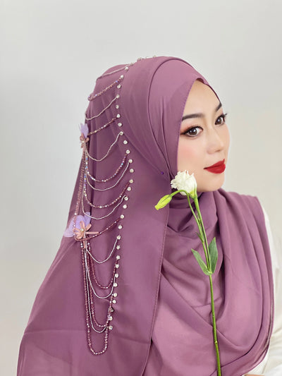 Muslim Beaded Tassel Hijab Solid Color Hijab Flower Arab Hijab Women