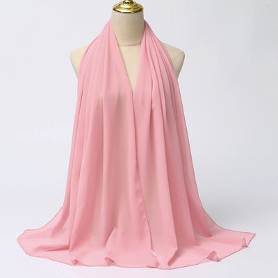 Ramadan Muslim Chiffon Hijabs For Woman Plain Color Headscarf Long Shawl Scarf