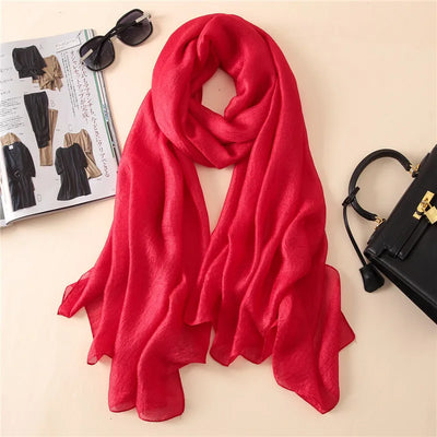 Luxury Brand Women Fashion Scarf Plain Solid Silk Linen Shawls