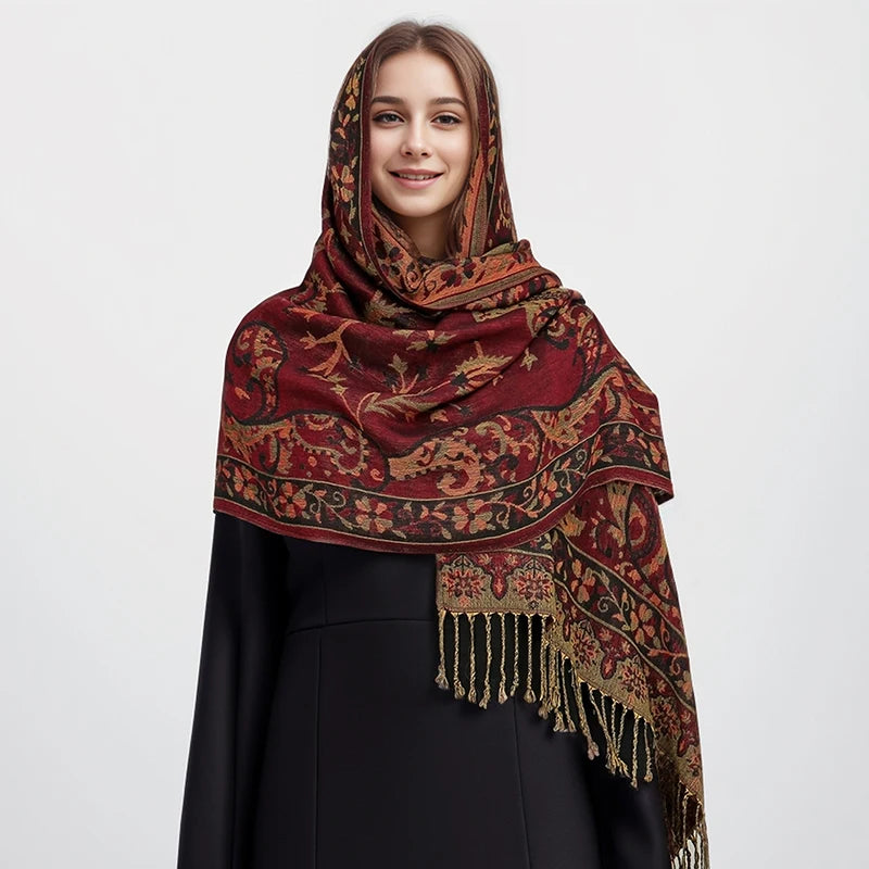 Bohemia Pashmina Hijab Scarf Long Muslim Cashmere Shawl