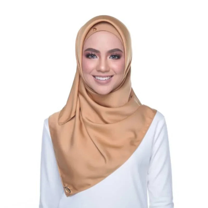 Solid Silk Hijab Scarf for Women Square Neckerchief Satin Headband