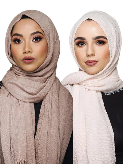 Muslim Crinkle Hijab Scarf Women Soft Cotton Head Scarves Turban Shawls