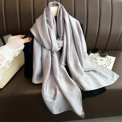 Luxury Brand Spring Large Long Pashmina Women Scarf Solid Silk Shawl