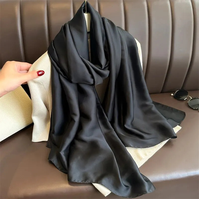 Luxury Brand Spring Large Long Pashmina Women Scarf Solid Silk Shawl