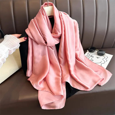 Luxury Brand Spring Large Long Pashmina Women Scarf Solid Silk Shawl