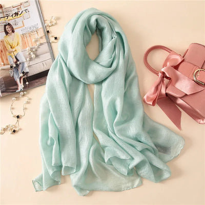 Luxury Brand Women Fashion Scarf Plain Solid Silk Linen Shawls