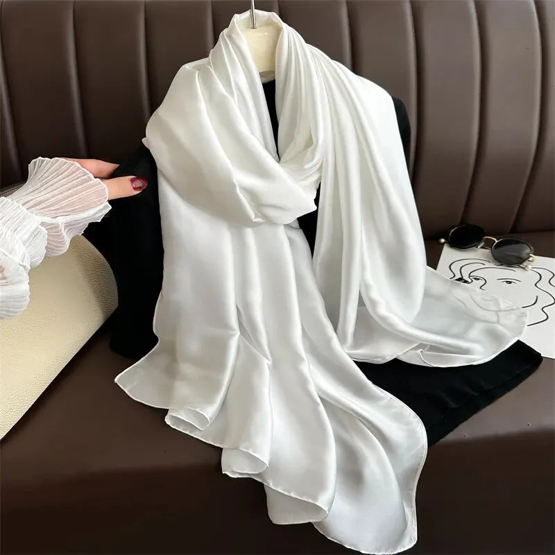 Luxury Brand Spring Large Long Pashmina Women Scarf Solid Silk Shawl