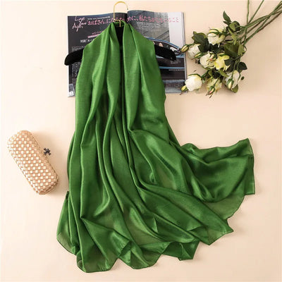 Luxury Brand Women Fashion Scarf Plain Solid Silk Linen Shawls