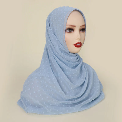 Chiffon Mini Pleated POM POM Shawl Non-iron Wrapped Chiffon pleated Hijab