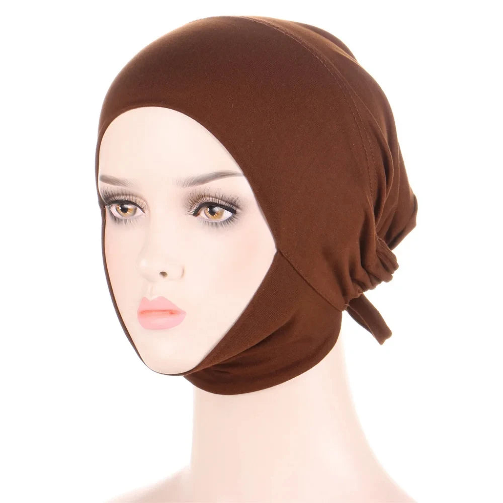 Muslim Wrap Turban Hat Hijab Cap With Adjustable Elastic Headband Inner Hats