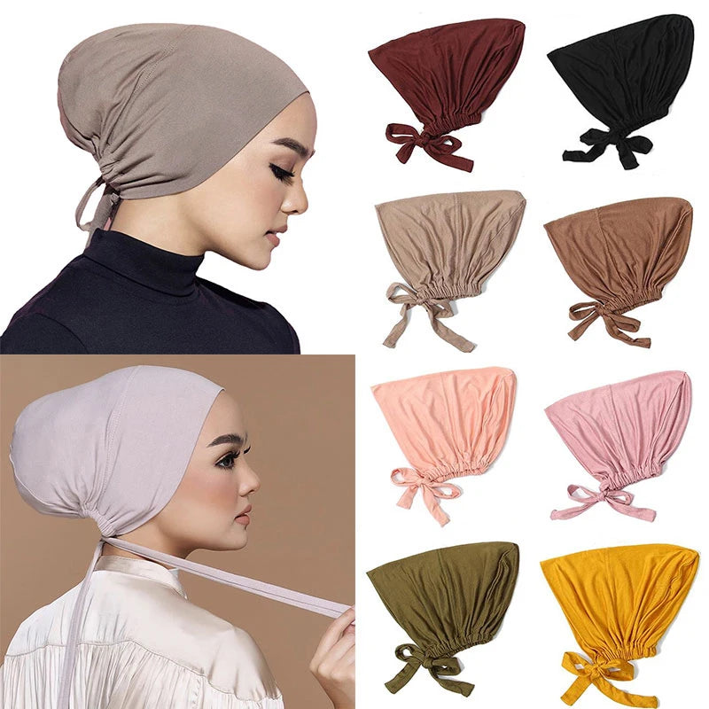 New Soft Modal Muslim Turban Hat Inner Hijab Caps Islamic Underscarf Bonnet