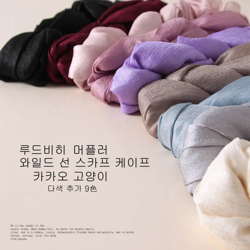 Luxury Brand Women Fashion Scarf Plain Solid Silk Linen Shawls