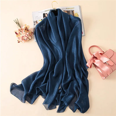 Luxury Brand Women Fashion Scarf Plain Solid Silk Linen Shawls