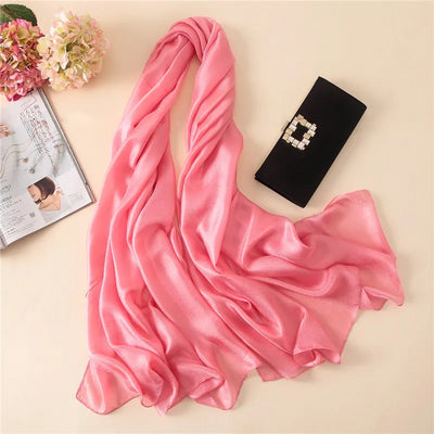 Luxury Brand Women Fashion Scarf Plain Solid Silk Linen Shawls