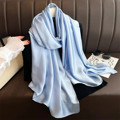 Luxury Brand Spring Large Long Pashmina Women Scarf Solid Silk Shawl